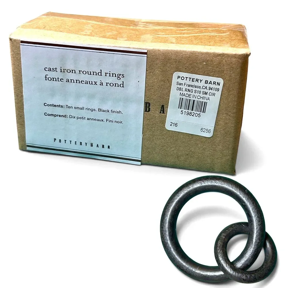 Pottery Barn Double Round Curtain Rings Small Size Cast Iron Lot Of 20 NEW